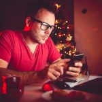 Christmas smartphone worker