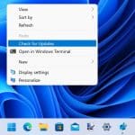Check for Updates context menu