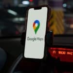 Google Maps on a smartphone in a car
