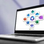 Microsoft Office app icons on laptop