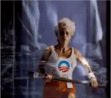 A close-up look at the '1984' pro-Barack Obama mashup, which shows the 'artist' - now identified as Phil de Vellis - left some artifacts behind.