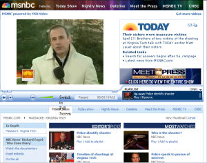 An MSNBC.com video playing perfectly well inside the WMP 11 Plug-in for Firefox.