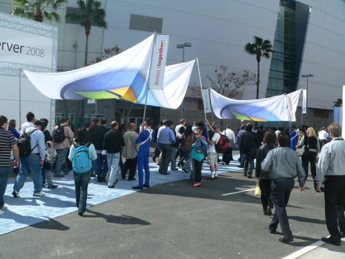 Herding attendees between the Nokia Theater and the LA Convention Center Herding attendees between the Nokia Theater and the LA Convention Center
