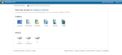 The remote access directory in FolderShare shows you have full access to even the root directories of your client system. The remote access directory in FolderShare shows you have full access to even the root directories of your client system.