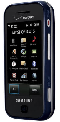 Samsung's Glyde phone, now being offered in the US through Verizon Wireless