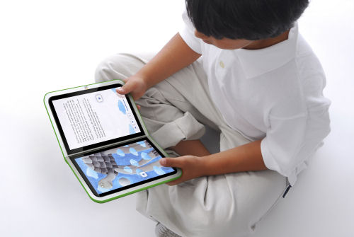 Artist's conception of the second-generation OLPC XO-2 Artist's conception of the second-generation OLPC XO-2
