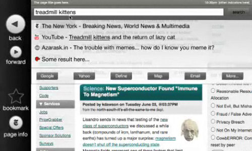 A screenshot of an open document appearing in Aza Raskin's 'infinite 2D plane,' a conceptually new environment for Firefox on mobile devices.