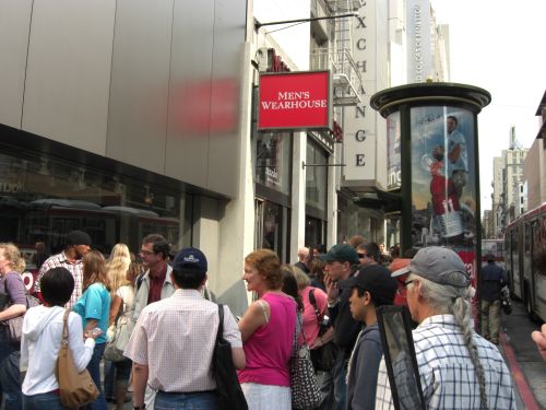 Line of customers outside the Apple Store in downtown San Francisco