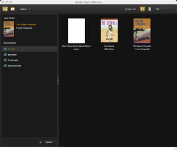 Adobe Digital Editions eBook library view Adobe Digital Editions eBook library view