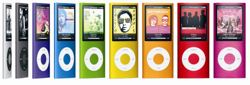 Apple's entire color scheme for its newly redesigned nanos, unveiled September 9, 2008 Apple's entire color scheme for its newly redesigned nanos, unveiled September 9, 2008
