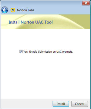 The 'opt-out' panel for sending information back to Symantec in Norton Labs' UAC Tool.