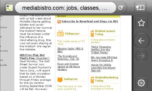 Fennec's Back, Forward, and Bookmark buttons are outside the page's right margin.
