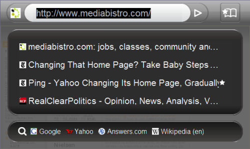 The functionality of the address bar can at times consume Fennec's entire screen.