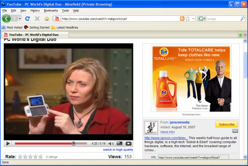 A private browsing session in a test build of Firefox 3.1 where the user appears to be browsing through...um...famous 'Gunns.' A private browsing session in a test build of Firefox 3.1 where the user appears to be browsing through...um...famous 'Gunns.'