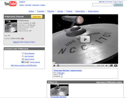 YouTube's user channels still show video in 4:3 by default