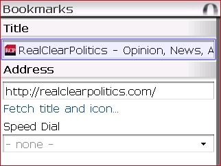 Screen shot from Opera Mini 4.2 for BlackBerry 8830