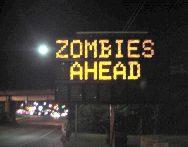 One example of a 'hacked' road sign in Texas One example of a 'hacked' road sign in Texas