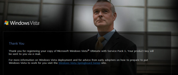 Success! Vista promotional recipients can now register their copies online Success! Vista promotional recipients can now register their copies online