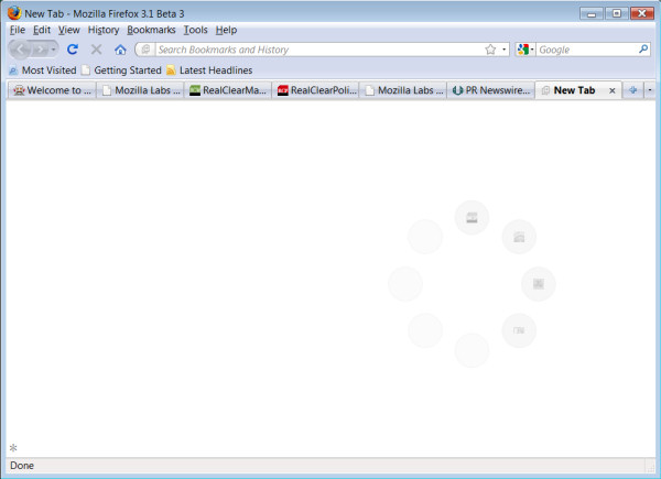 An early version of Mozilla Labs' 'cognitive shield' concept for Firefox 3.1.