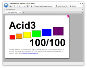 Maxthon's Webkit engine Acid score