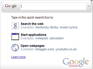 An alternate Start menu is one of the new, and perhaps unrequested, features of Google Toolbar 6 for IE8.