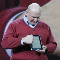 Microsoft CEO Steve Ballmer with HP's as-yet-unreleased 'Slate' PC Microsoft CEO Steve Ballmer with HP's as-yet-unreleased 'Slate' PC