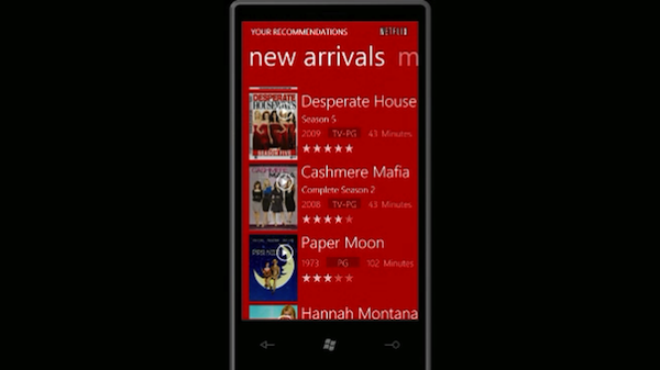 Netflix streaming for Windows Phone 7 Series Netflix streaming for Windows Phone 7 Series