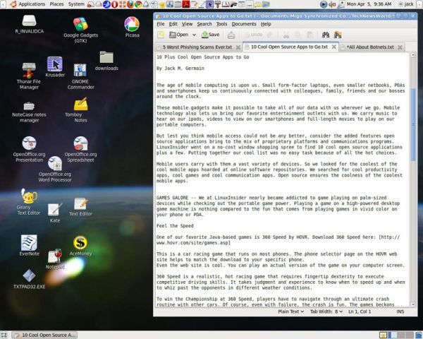 The gedit text editor for Linux. The gedit text editor for Linux.