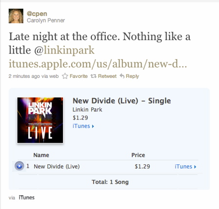 iTunes store link in Twitter iTunes store link in Twitter