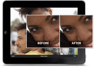 Adobe Photoshop Express 2.0 denoise feature