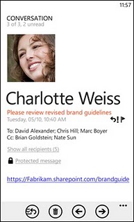 Windows Phone 7 email folder view