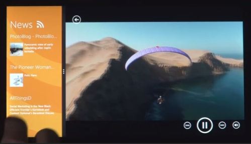 Windows 8 apps "snapped" to either side of the screen